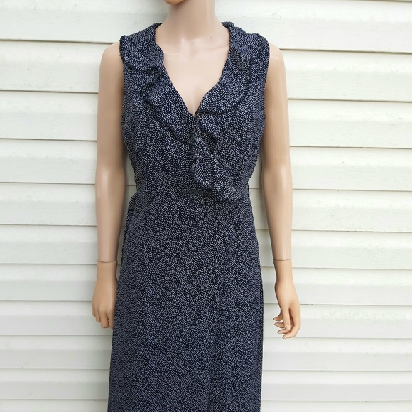 Vintage Marla Kim Black & White Print Sleeveless Wrap Maxi Dress- SM - Picture 2 of 8